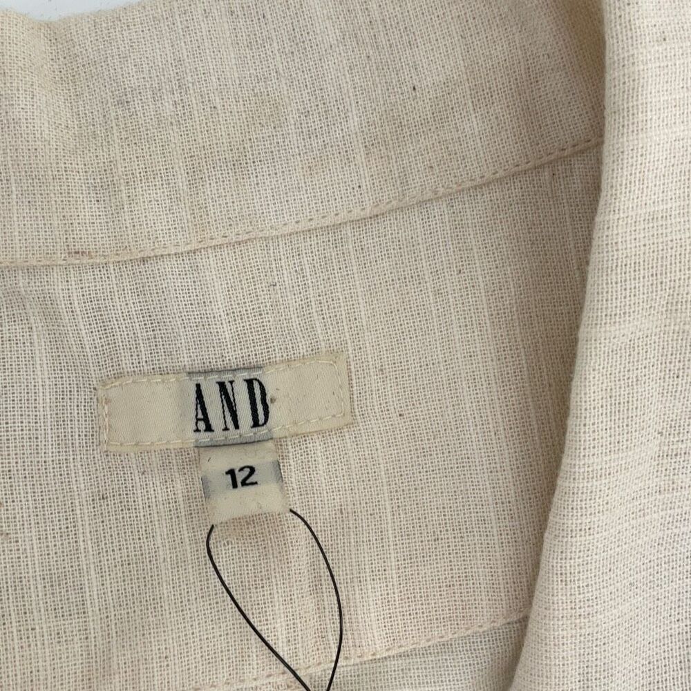 AND Beige Knit Striped Collared Sleeveless Wrap Blouse Size 12 - Picture 3 of 7